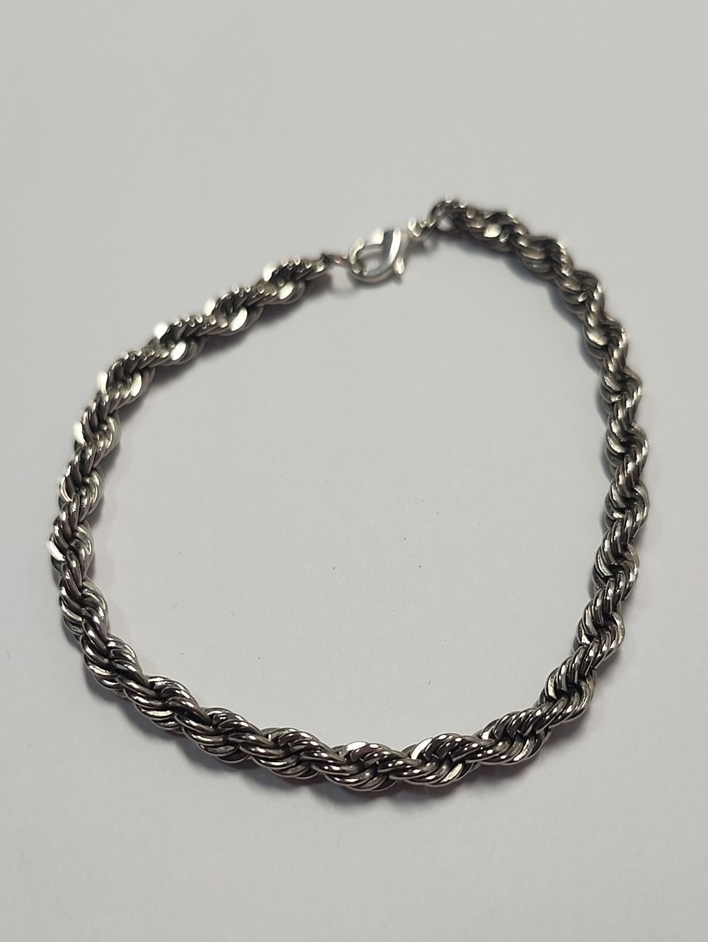 Classic Twisted Rope Chain Bracelet - Silver 8"